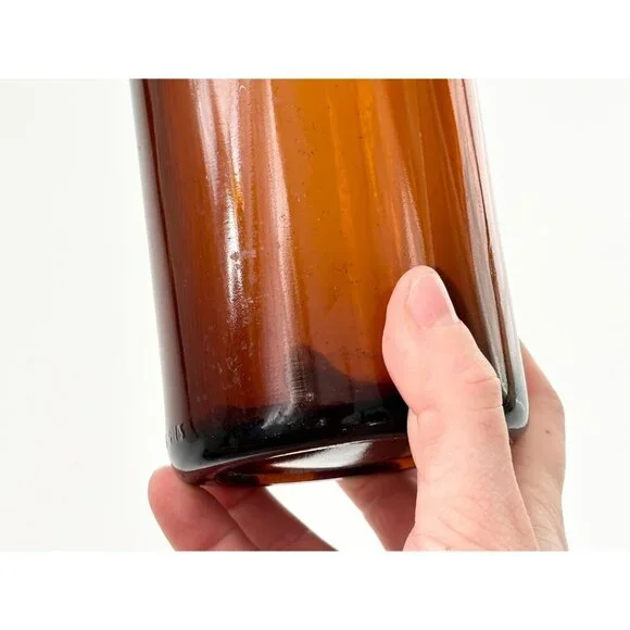 Antique Brown | Honey Gold Vintage German Made Glass Flip Top Bottle - Picture 8 of 10